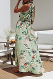 Fashion Elegant Floral Hollowed Out Frenulum Halter Irregular Dress Dresses