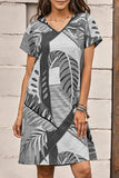 Fashion Casual Print Split Joint V Neck A Line Dresses