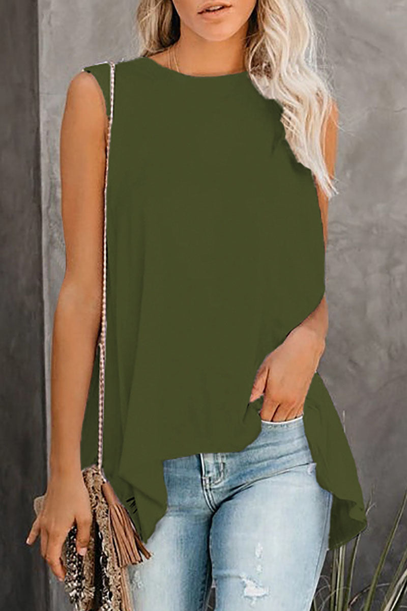 Fashion Simplicity Solid O Neck Tops(5 Colors)
