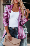Street Patchwork Sequins Cardigan Collar Outerwear(4 Colors)