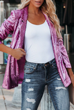 Street Patchwork Sequins Cardigan Collar Outerwear(4 Colors)