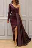 Fashion Solid Split Joint One Shoulder Irregular Dress Dresses