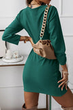 Fashion Elegant Split Joint Fold V Neck Pencil Skirt Dresses(4 Colors)