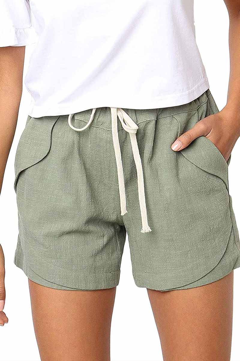 Binfenxie Adjustable Waist Cotton Casual Shorts
