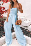 Fashion Living Solid Pocket Spaghetti Strap Loose Jumpsuits(5 colors)