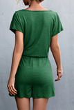 Fashion Solid Split Joint V Neck Straight Jumpsuits(5 colors)