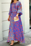 Fashion Print Patchwork O Neck Straight Dresses(8 Colors)
