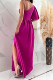 Sexy Elegant Solid Patchwork Slit Oblique Collar Straight Dresses(5 Colors)