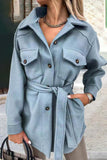 Solid With Belt Turn-back Collar Outerwear(8 colors)