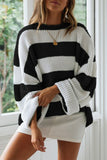 Fashion Sweet Striped Contrast O Neck Sweaters(5 Colors)