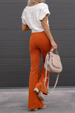 Sexy Casual Boot Cut Mid Waist Wide Leg Bottoms(4 Colors)