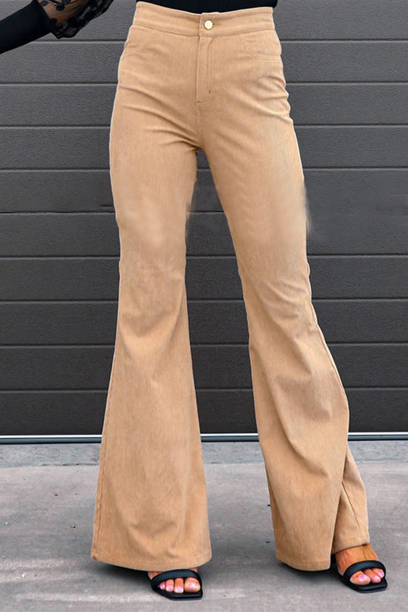 Sexy Casual Boot Cut Mid Waist Wide Leg Bottoms(4 Colors)