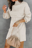 Sweet Elegant  With Belt Turtleneck One Step Skirt Dresses(7 Colors)