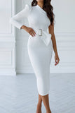 Sweet Elegant Solid Zipper Oblique Collar Dresses(3 Colors)