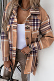 Street Plaid Buckle With Belt Turndown Collar Outerwear(5 Colors)