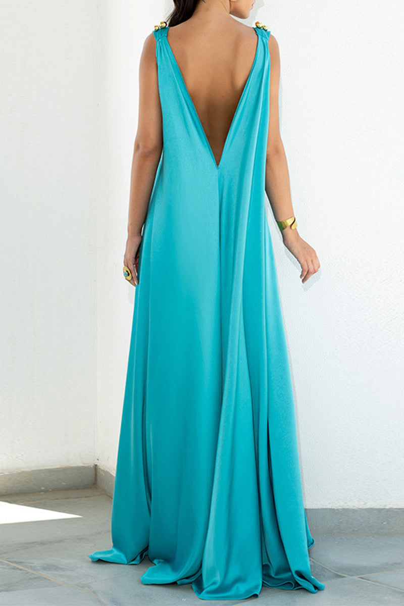Sexy Elegant Solid Solid Color V Neck A Line Dresses(3 Colors)