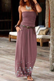 Sweet Print Patchwork Strapless Waist Skirt Dresses(7 Colors)