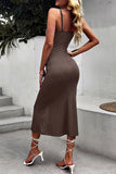 Sexy Vacation Solid With Bow V Neck Sling Dress Dresses(4 Colors)