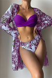 Sexy Vacation Print Patchwork 3 Piece Sets(19 Colors）
