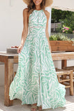 Sweet Elegant Geometric Lace Frenulum Halter Waist Skirt Dresses