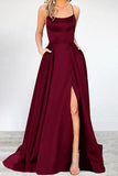 Sexy Formal Solid High Opening U Neck Evening Dress Dresses