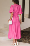 Elegant Solid V Neck A Line Dresses(4 Colors)