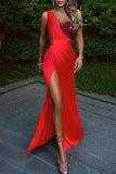 Sexy Celebrities Solid Sequins Patchwork One Shoulder Evening Dress Dresses
