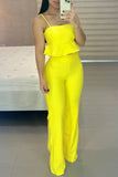 Sweet Elegant Solid Flounce Square Collar Sleeveless Two Pieces