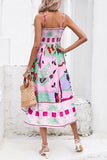 Sexy Print Patchwork Square Collar Sling Dress Dresses(3 Colors)