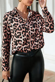Work Leopard Buttons Shirt Collar Tops