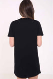 binfenxie Women's Choker Cutout V-Neck Eagle Printed Short Sleeve Mini T-Shirt Dress
