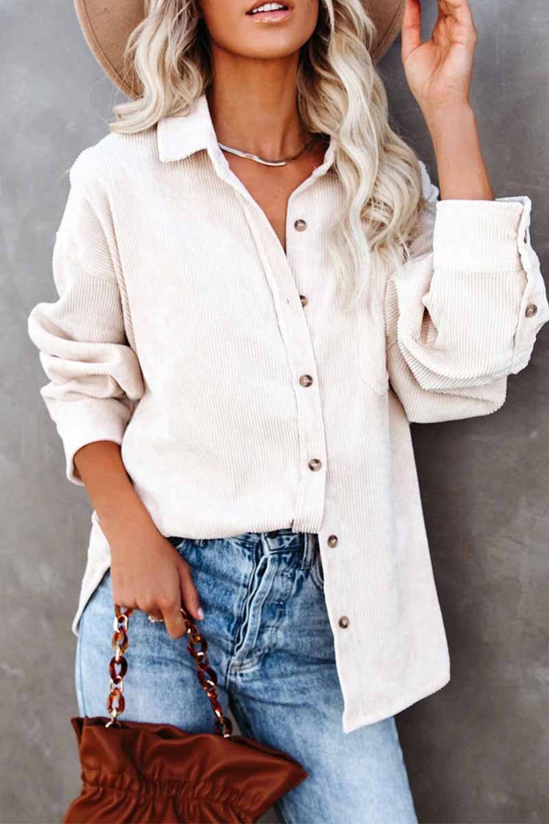 binfenxie Solid Color Loose Pit Shirt Tops