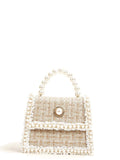 Faux Pearl Decor Tweed Satchel Bag  - Women Satchels