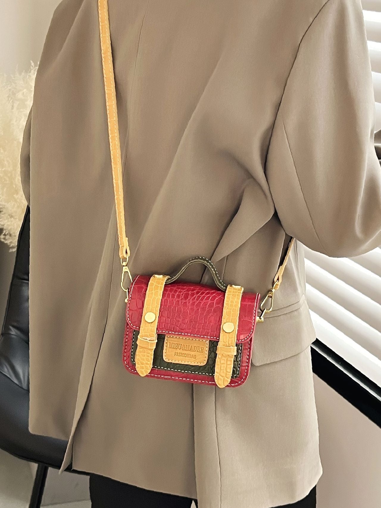 Mini Colorblock Flap Square Bag  - Women Satchels