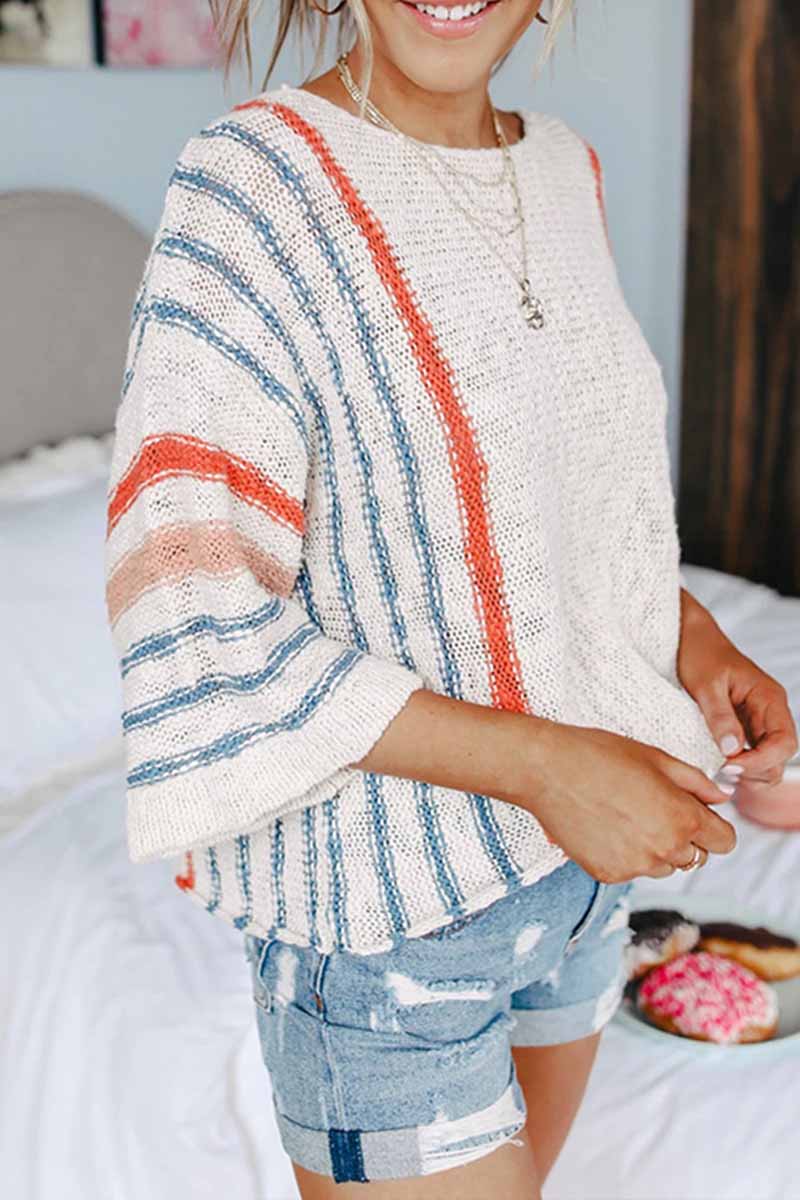 binfenxie Striped Colorblock Sweater