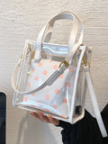 Clear Square Bag with Polka Dot Inner Pouch  - Women Satchels