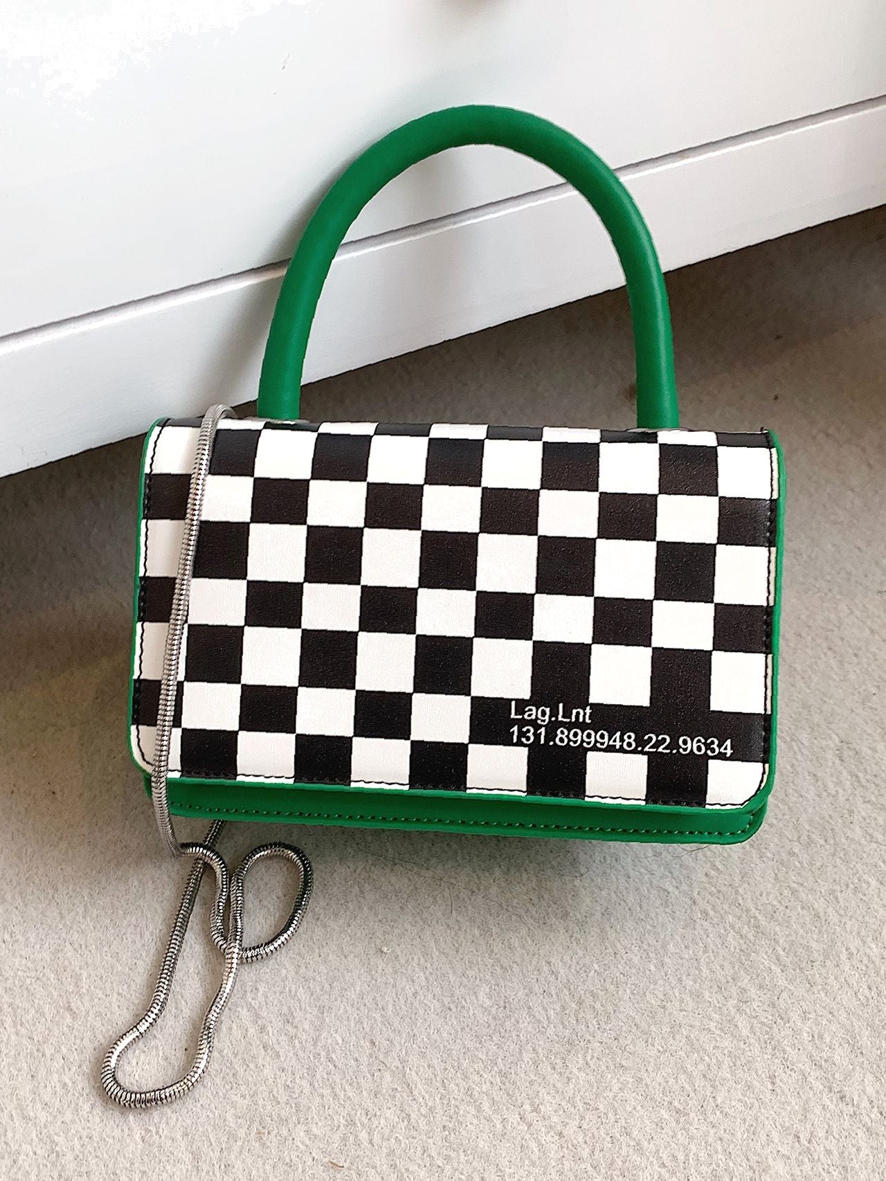 Checkered Graphic Flap Square Bag  - Women Satchels
