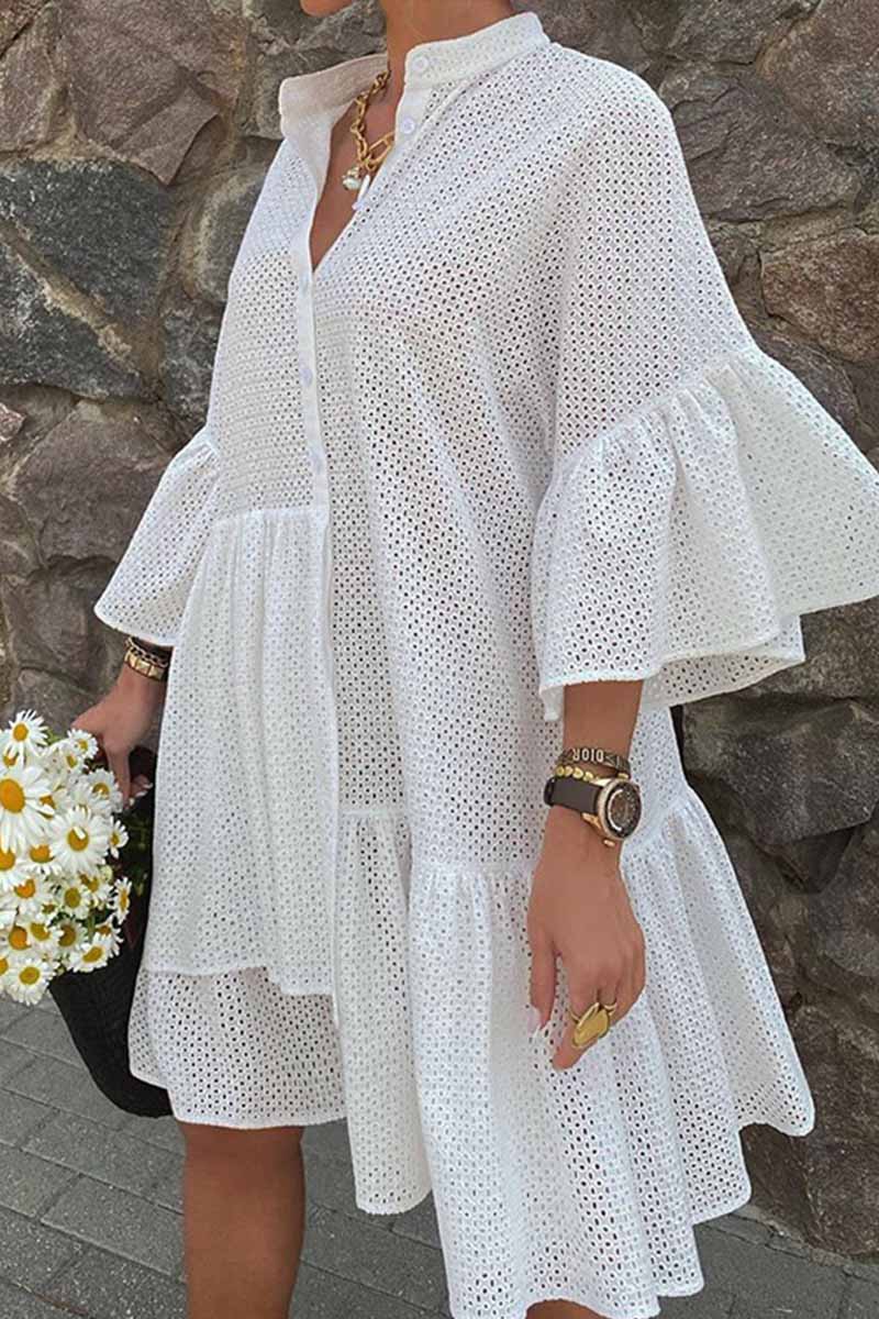 binfenxie White Irregular Cutout Dress