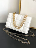 Minimalist Plaid Chain Flap Square Bag  - Women Satchels
