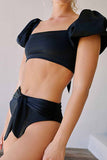 binfenxie Women's Short Sleeve Split Swimsuit