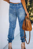 Binfenxie Adjustable Waist Ripped Loose Jeans