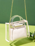 Clear Chain Satchel Bag with Inner Pouch  - Women Satchels