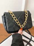 Quilted Pattern Chain Flap Square Bag  - Women Satchels