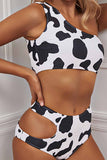 binfenxie Two-Piece Cow Pattern Digital Printing Split Swimsuit