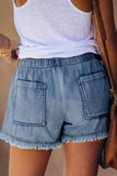 Binfenxie Adjustable Tassel Pockets Design Denim Shorts(3 Colors)