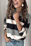 binfenxie Striped O-Neck Contrast Sweater(3 Colors)