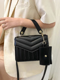 Minimalist Flap Square Bag with Purse  - Women Satchels