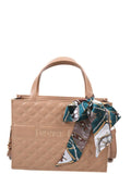 Twilly Scarf Decor Quilted Satchel Bag  - Women Satchels