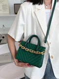 Quilted Double Handle Chain Square Bag  - Women Satchels