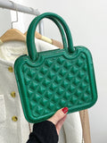 Quilted Double Handle Square Bag  - Women Satchels